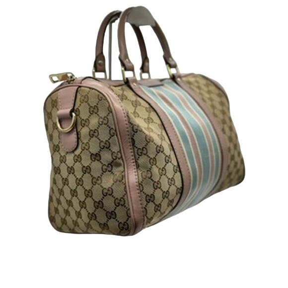 Gucci GG Monogram Vintage Web Medium Boston Pink Blue*AWESOME 2-WAY! - Picture 3 of 16